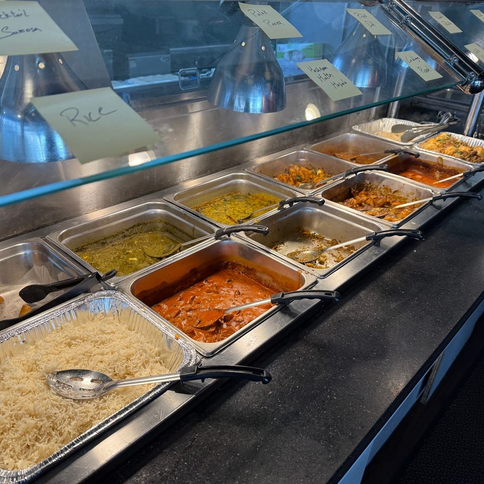 Buffet serving trays at Indian Masala